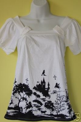 WHITE BLOUSE WITH BLACK DESIGN