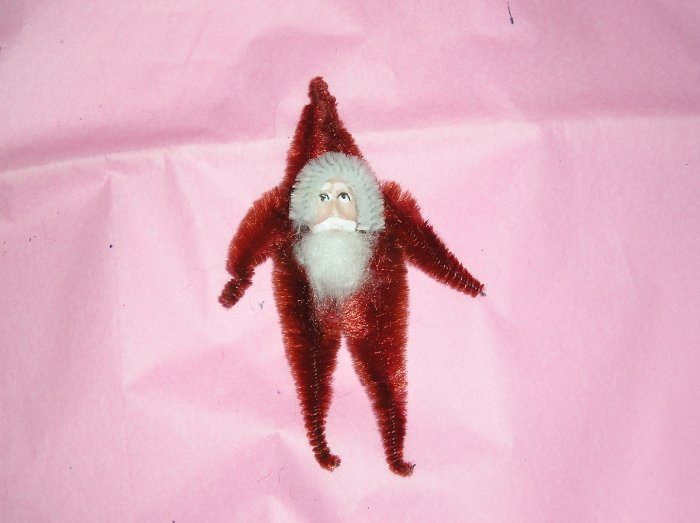 Chenille santa purplish red 3.5 inches