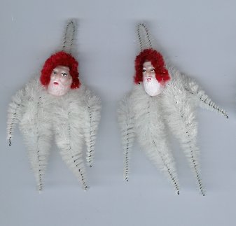 Chenille Santa White 3. 5 inch clay face red trim