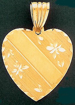 14 K Gold Diamond Cut Engraveable Heart - Text only