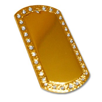 14 K gold over Sterling Rhinestone Dog tag - Picture or Text