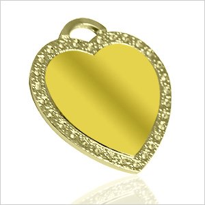 Beautiful Heart with Rhinestone frame - Nickel Gold color - Picture / Text