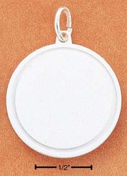 SS ROUND SATIN DISK W/ POLISHED BORDER ENGRAVABLE CHARM Picture or Text