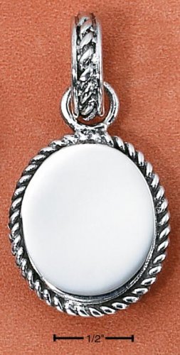 SS OVAL ENGRAVABLE ROPED CHARM Picture or Text