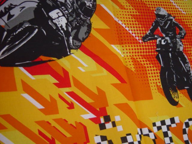 Motorcycle in flaming orange Valance Teens room window decor