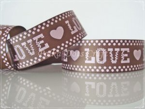1 Yard of 1" Love & Heart Grosgrain Ribbon, Bridal Party Mother's Day Valentine's, Scrapbooks, R100
