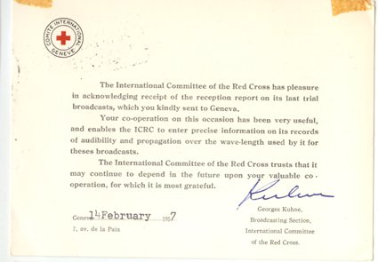 QSL 1957International Committe of the Red Cross -signed - Sweden Shop - 868