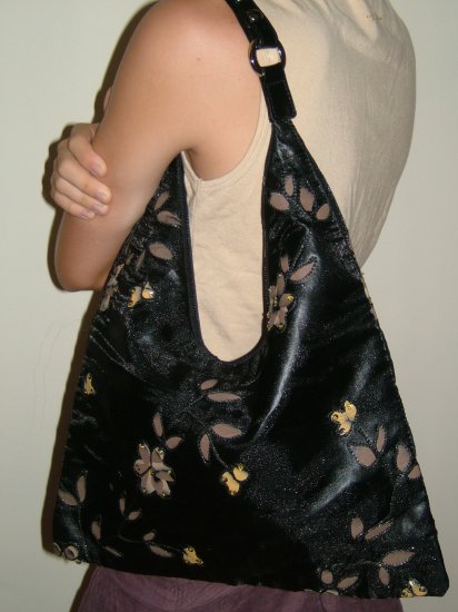 Black sequin flower bag
