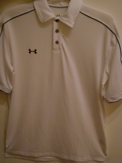 UNDER ARMOUR White Polo (Heat Gear) (SIZE SM, Mens)
