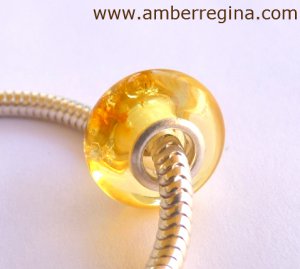 Baltic amber champagne European Charm Silver bead