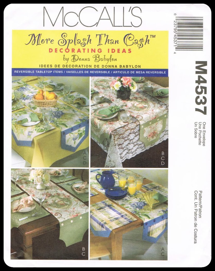 No. ideas Tablecloth Runner  Ideas  sewing Table Pattern Decorating M4537 runner table Sewing