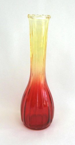 Amberina Yellow & Red Glass Vase Vintage Jeannette Retro 60s