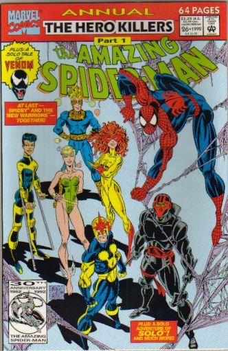 AMAZING SPIDER-MAN ANNUAL #26 NM SOLO VENOM STORY! * NEW WARRIORS*