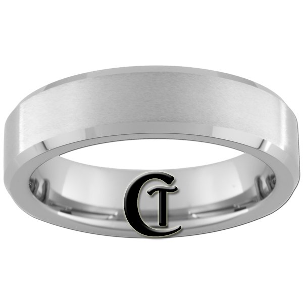 6mm Beveled Tungsten Carbide Band Ring Satin Finish Sizes 4-15