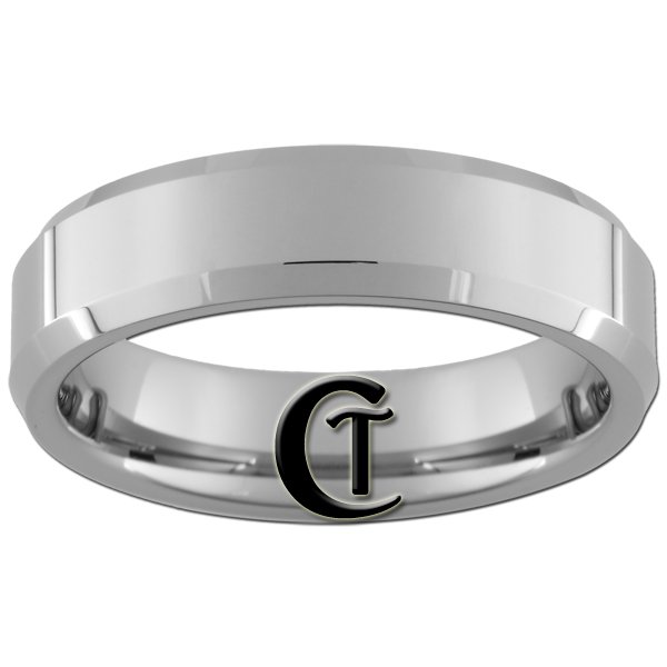 6mm Beveled Tungsten Carbide Band Ring Sizes 4-15