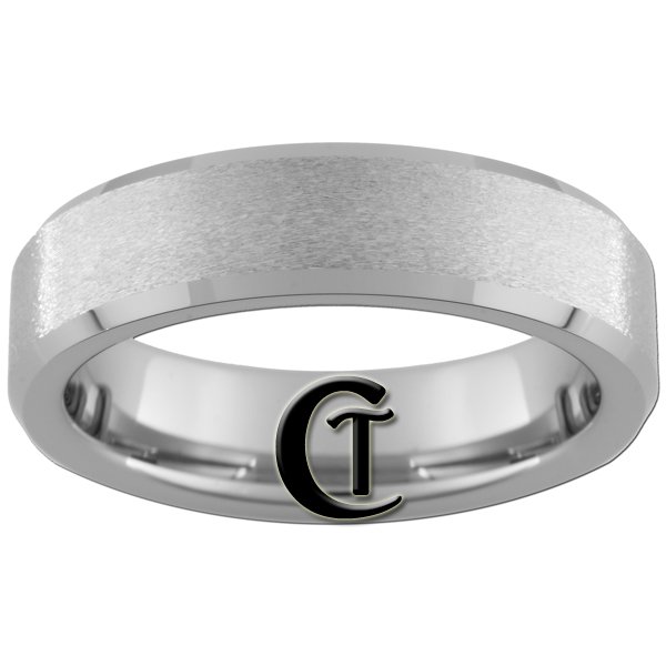 6mm Beveled Tungsten Carbide Band Ring Stone Finish Sizes 4-15