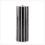 Black and White Stripe Pillar Candle-36138