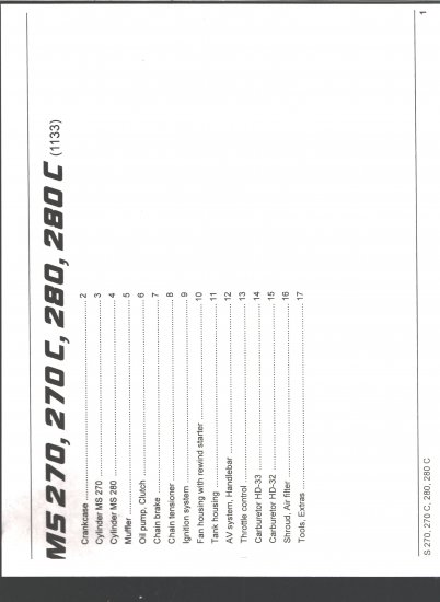 Chain Saw Parts List STIHL MS 270, 270 C, 280, 280 C