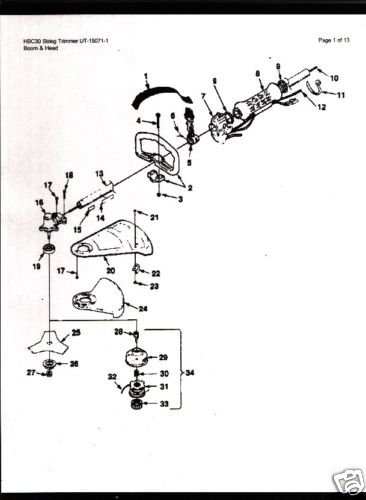 Homelite String Trimmer Hbc30 Parts List