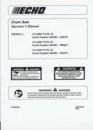 Echo CS-300 - Echo Chainsaw SN: 04001001 - 04999999