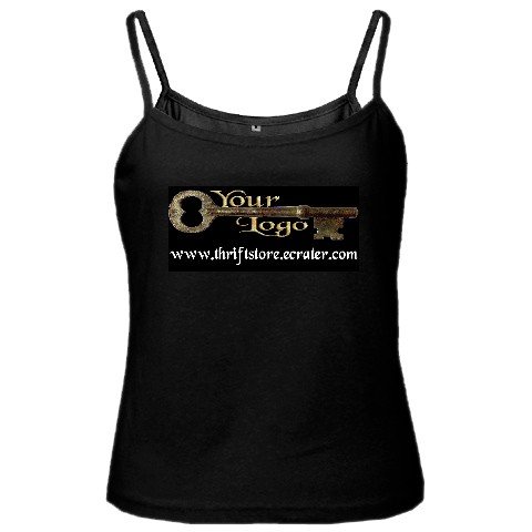 Custom Black Spaghetti Tank Ladies MEDIUM Customize Promotional Item Personalize It