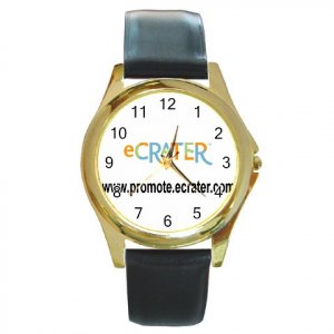 Custom Round Gold Metal Watch Customize Promotional Item Personalize It