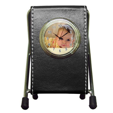 Custom Pen Holder Desk Clock Black Customize Promotional Item Personalize It