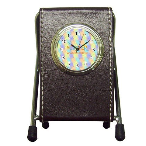 Custom Pen Holder Desk Clock BROWN Customize Promotional Item Personalize It