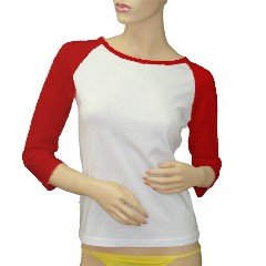 Custom Jr. Raglan Baseball Jersey Red White T-Shirt Large Promotional Personalize It Logo Item