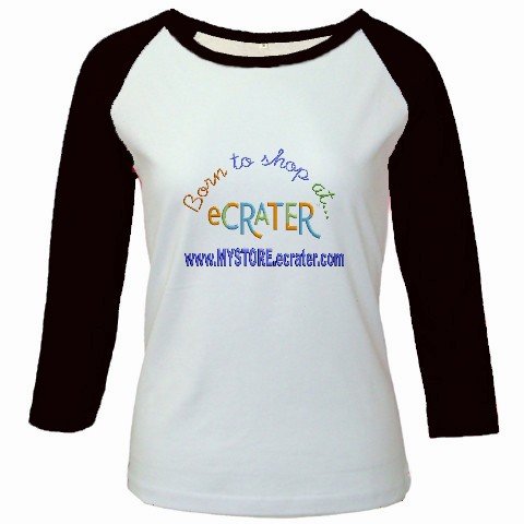 Custom Jr. Raglan Baseball Jersey Black White T-Shirt Medium Promotional Personalize It Logo Item