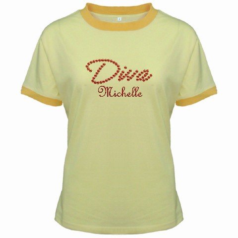 Ringer T-Shirt Jr Medium Yellow Customized Promotional Personalize It Logo Item