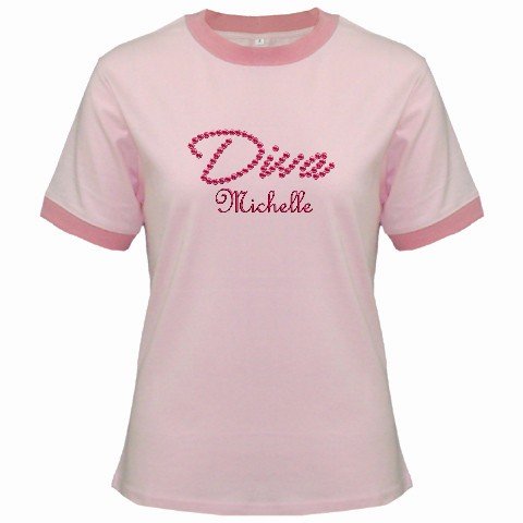 Ringer T-Shirt Jr Medium Pink Customized Promotional Personalize It Logo Item