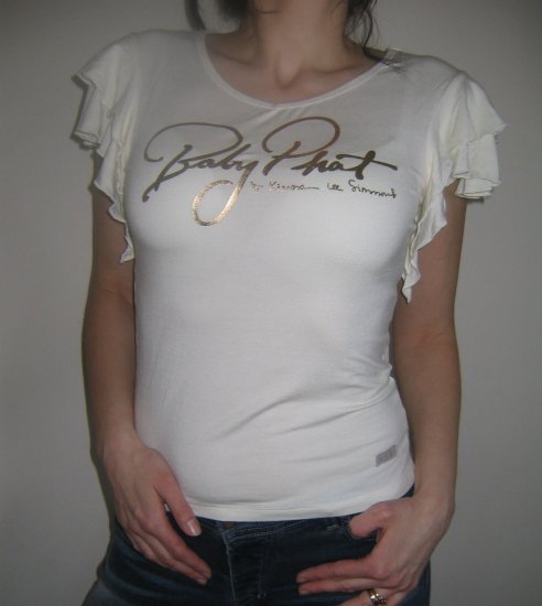 NWT BABY PHAT FLUTTER SLEEVE TEE MSRP $75 S CREAM