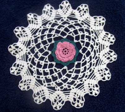 Handmade crocheted Dusty Rose Doily