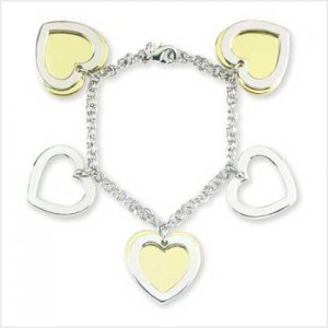 TWO-TONE HEART CHARM BRACELET