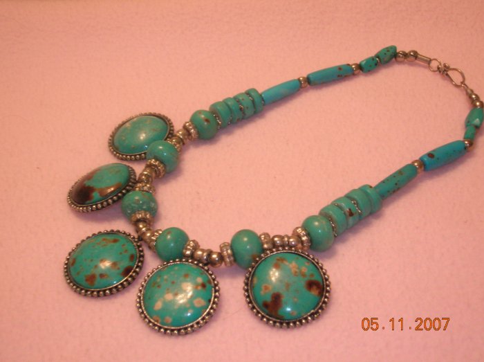 Turquoise Necklace with 5 pendants FREE SHIPPING