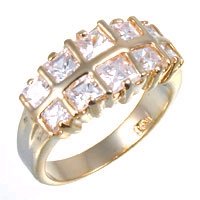 Bargain Jewelry: Double Row Clear CZ Ring, size 8