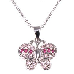 Free Shipping: Pink and Fushia Butterfly Pendant