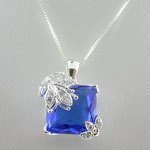 Free Shipping: BLUE TOPAZ PENDANT AND CHAIN 925 sterling silver