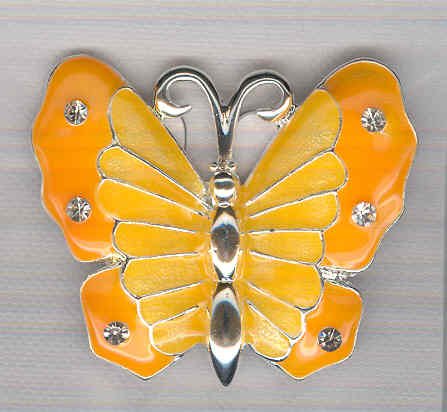 Bargain Jewelry: Yellow Silvertoned Enamel Butterfly Pin FREE SHIPPING