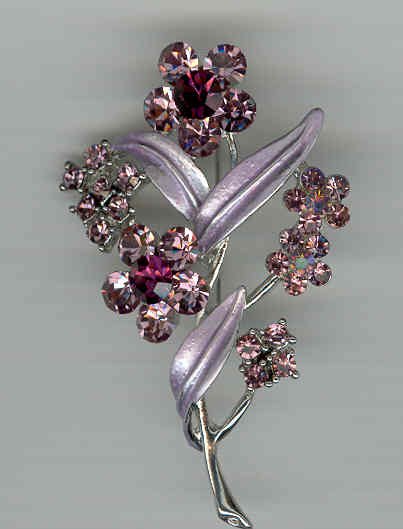 Bargain Jewelry: Purple Crystal Flower Pin Broach FREE SHIPPING