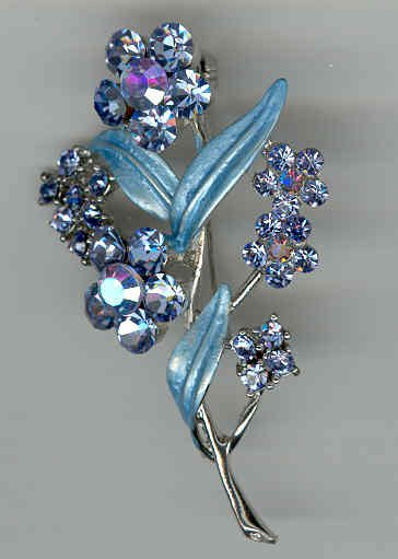 Bargain Jewelry: Blue Crystal Flower Pin Brooch FREE SHIPPING