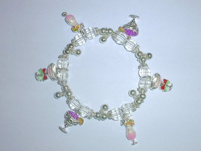 Free Shipping: Clear Beaded Cocktail Charm Bracelet