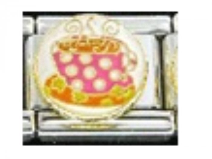 Free Shipping: Psychidelic Polka Dot Coffee or Tea Cup Italian Charm 9mm