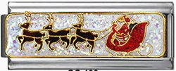 Free Shipping: Sparkling Santa and Reindeer Super Italian Charm 9mm