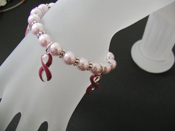 FREE SHIPPING!! Pink Breast Cancer Awarness Charm Bracelet