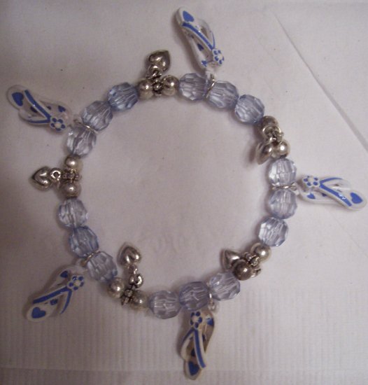 FREE SHIPPING!! Blue Beaded Flip Flop Charm Bracelet