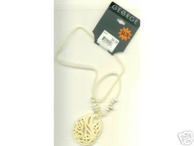 FREE SHIPPING!! Ivory Beaded Necklace Carved Look