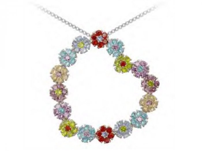 Angled Flower Heart Pendant Retail Price: $106.95