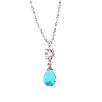 Blue Tear Shaped Pendant with Chain